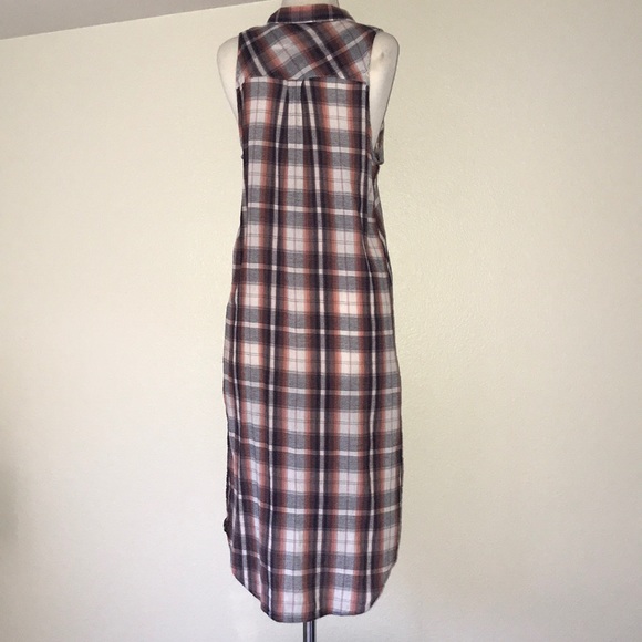 Forever21 Blue/Orange Plaid Button Down Dress - Picture 3 of 4